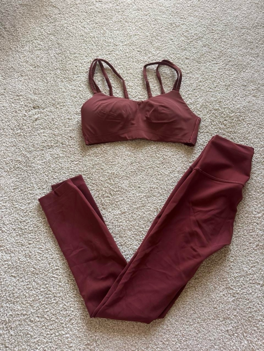 lululemon athletica Burgundy Orange Double-Strap Sports Bra & Leggings Set